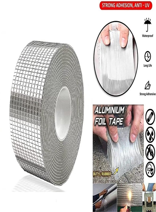 NOBILEA Leakage Repair Waterproof Tape For Pipe Leakage Roof Water Tap Leakage Strong Solution Aluminum Foil Tape Waterproof Adhesive Tape Sealing Butyl Rubber Tape Surface Crack, Pipe Repair 5cmx5m - Image 2